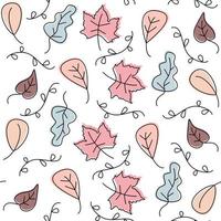 Cute colorful autumn leaves seamless vector pattern background illustration