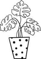 House plant in a pot. Outline illustration. vector