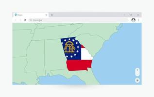 Browser window with map of Georgia, searching  Georgia in internet. vector