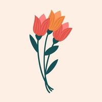 linda dibujos animados vector ilustración de vistoso hermosa rojo y amarillo tulipanes aislado en pastel antecedentes