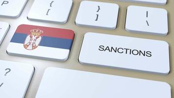 Serbien auferlegt Sanktionen gegen etwas Land. Sanktionen auferlegt auf Serbien. Tastatur Taste drücken. Politik Illustration 3d Animation video