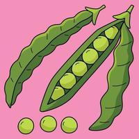 Green Bean Fruit Colored Cartoon Illustration vector