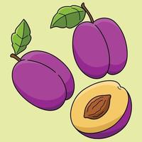 ciruela Fruta vegetal de colores dibujos animados ilustración vector