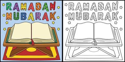 Ramadan Quran Coloring Page Colored Illustration vector