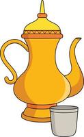 Tea Set Cartoon Colored Clipart Illustration vector