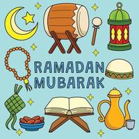 Ramadan Mubarak Colored Cartoon Illustration vector