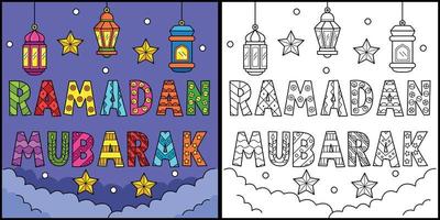 Ramadán Mubarak colorante página de colores ilustración vector