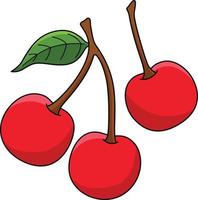 Cherry Fruit Cartoon Colored Clipart Illustration vector