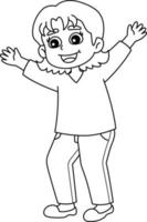 Happy Little Girl Isolated Coloring Page for Kids vector