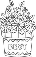 Flower Pot Isolated Coloring Page for Kids vector