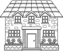 House Building Isolated Coloring Page for Kids vector