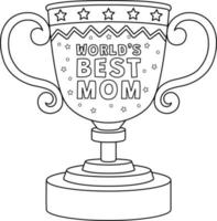 Happy Mothers Day Trophy Isolated Coloring Page vector