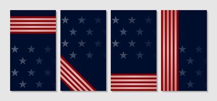set of american flag vertical background with copy space area vector
