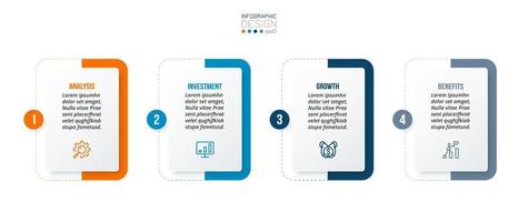 concepto de negocio de plantilla infográfica con paso. vector