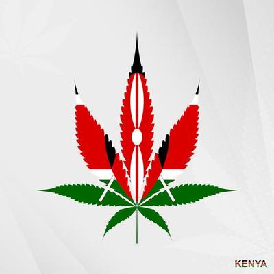 Flag of Kenya in Marijuana leaf shape. The concept of legalization Cannabis in Kenya.