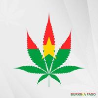 Flag of Burkina Faso in Marijuana leaf shape. The concept of legalization Cannabis in Burkina Faso. vector