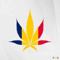 bandera de Chad en marijuana hoja forma. el concepto de legalización canabis en Chad. vector