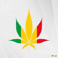 Flag of Mali in Marijuana leaf shape. The concept of legalization Cannabis in Mali. vector