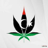 Flag of Libya in Marijuana leaf shape. The concept of legalization Cannabis in Libya. vector