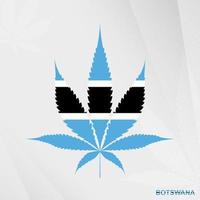 bandera de Botswana en marijuana hoja forma. el concepto de legalización canabis en botsuana vector