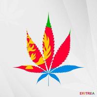 Flag of Eritrea in Marijuana leaf shape. The concept of legalization Cannabis in Eritrea. vector