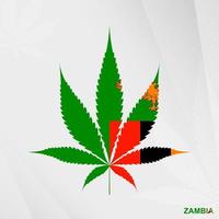 Flag of Zambia in Marijuana leaf shape. The concept of legalization Cannabis in Zambia. vector