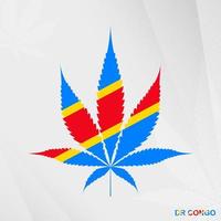 Flag of DR Congo in Marijuana leaf shape. The concept of legalization Cannabis in DR Congo.