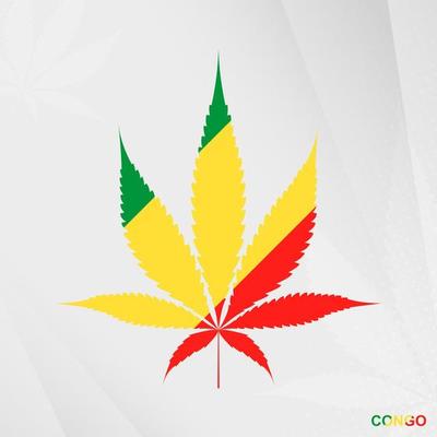 Flag of Congo in Marijuana leaf shape. The concept of legalization Cannabis in Congo.