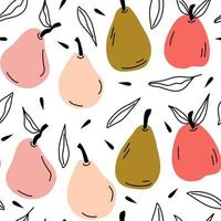 cute autumn seamless vector pattern background illustration with fall leaves and pears