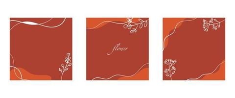 Abstract square background set Summer concept. Banner template with tropical leaves for social media post, mobile app, web, summer sale, promotional content. Vector illustration