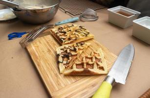 Belgian Waffles With Chocolate Sauce photo