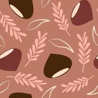 cute abstract colorful fall autumn season seamless vector pattern background illustration with chestnuts, leaves and branches