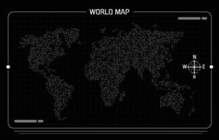 World Map in Black and White Dots vector