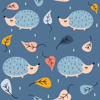 Cute colourful seamless vector pattern background illustration with baby hedgehogs