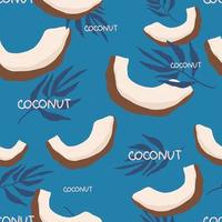 Illustration on theme big colored seamless coconut, bright fruit pattern for seal. Fruit pattern consisting of beautiful seamless repeat coconut. Simple colorful pattern fruit seamless soft coconut. vector