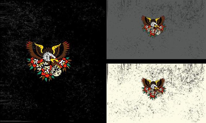 Vector of an eagle holding colorful flowers in its beak