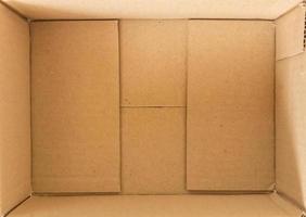 Open empty brown cardboard box background top view photo