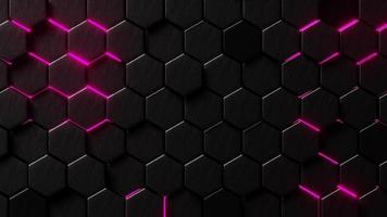 Moving hexagons illuminated in red light. Infinitely looped animation video