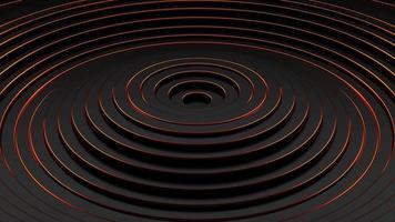 Background of black rings with gold facets moving in waves. Loop animation video