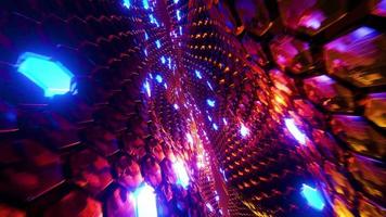 Flying through a tunnel with waves and neon light. Infinitely looped animation. video