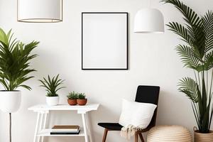 Home interior frame 8x10 mockup in scandinavian style photo