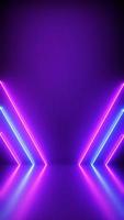 Neon Background Abstract with Light Shapes line diagonals on colorful and reflective floor, party and concert concept. photo