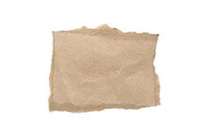 piece of brown paper tear isolated on white background photo