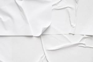 White blank crumpled and creased paper poster texture background photo