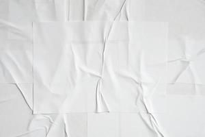 White blank crumpled and creased paper poster texture background photo