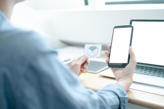 Mockup image of ux graphic designer creative smartphone application process development interface for web mobile phone, mockup concept photo