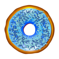 Realistic donut cake icon. Doughnut desserts with chocolate cream icing and sprinkles. png
