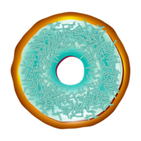 Realistic donut cake icon. Doughnut desserts with chocolate cream icing and sprinkles. png