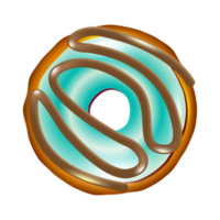 Realistic donut cake icon. Doughnut desserts with chocolate cream icing and sprinkles. png