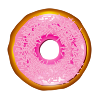 Realistic donut cake icon. Doughnut desserts with chocolate cream icing and sprinkles. png